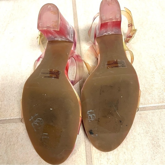 BETSY JOHNSON Floral Transparent Blocked Heels sandals womens size 7.5M romatic - Picture 9 of 10